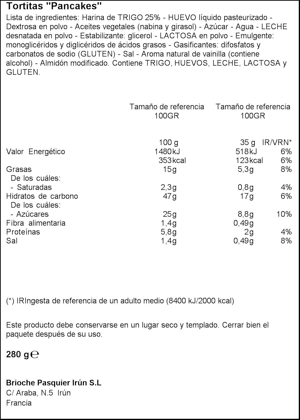 Tortitas  Pasquier 280g