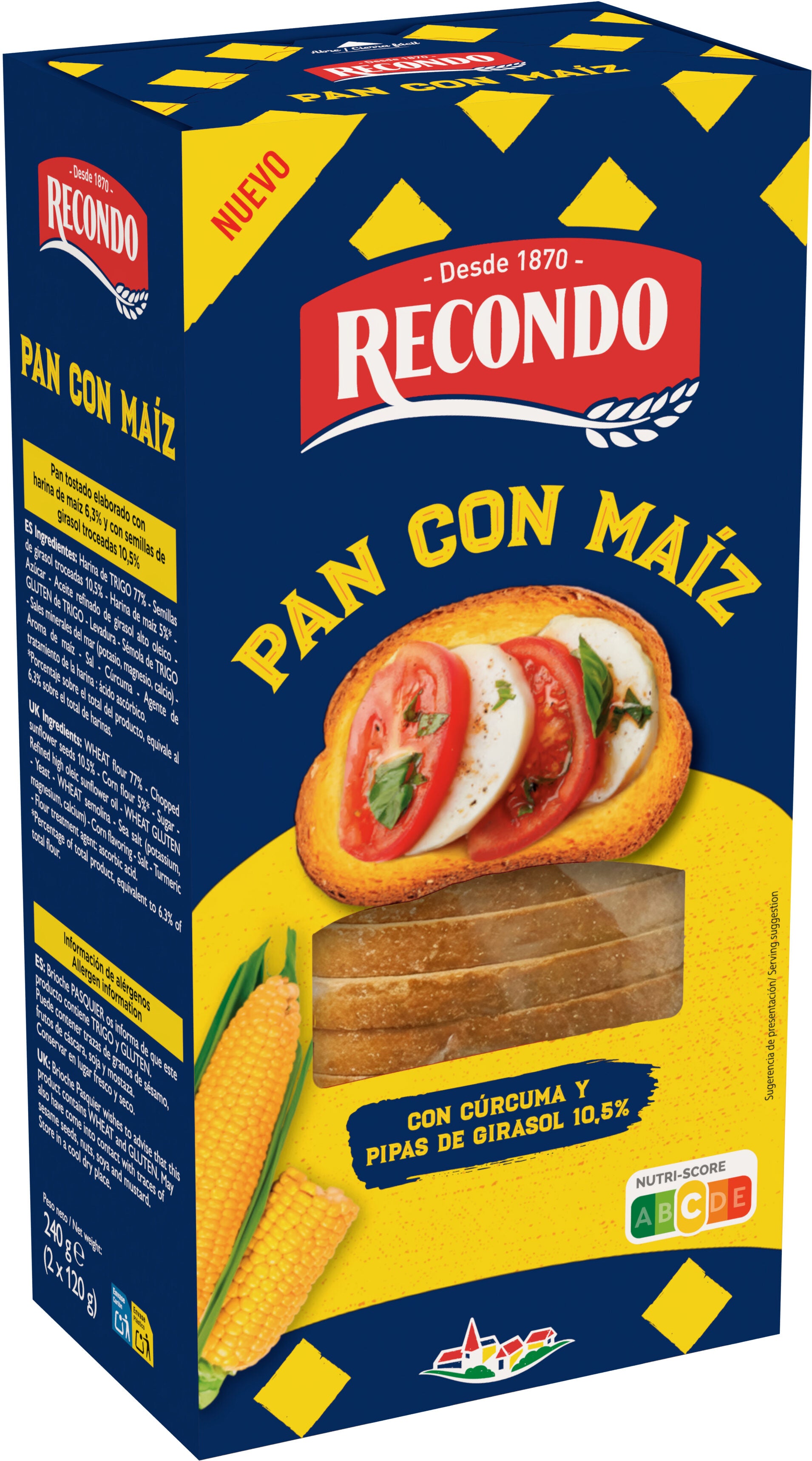 Pan de maíz c/pipas y cúrcuma recodno 240g