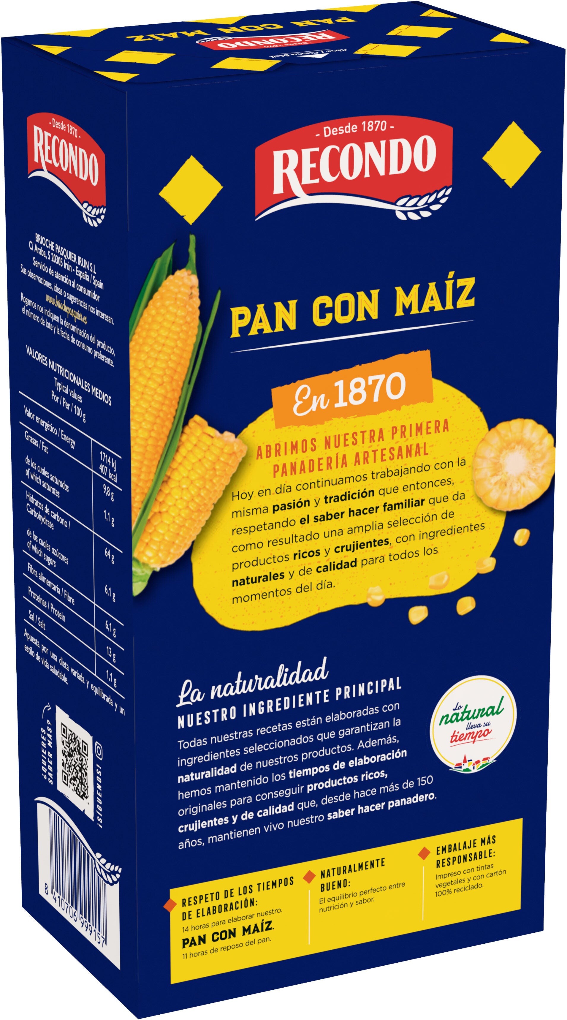 Pan de maíz c/pipas y cúrcuma recodno 240g