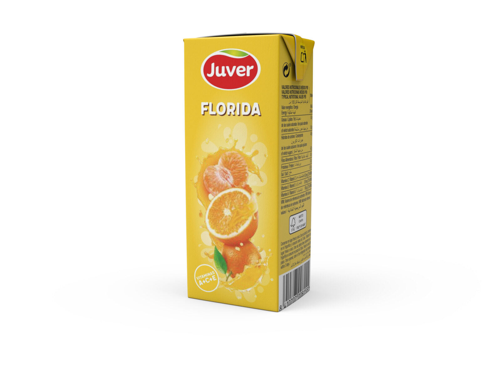 Bebida resfresc zumo naranj/mand florida Juver p3 200ml/u