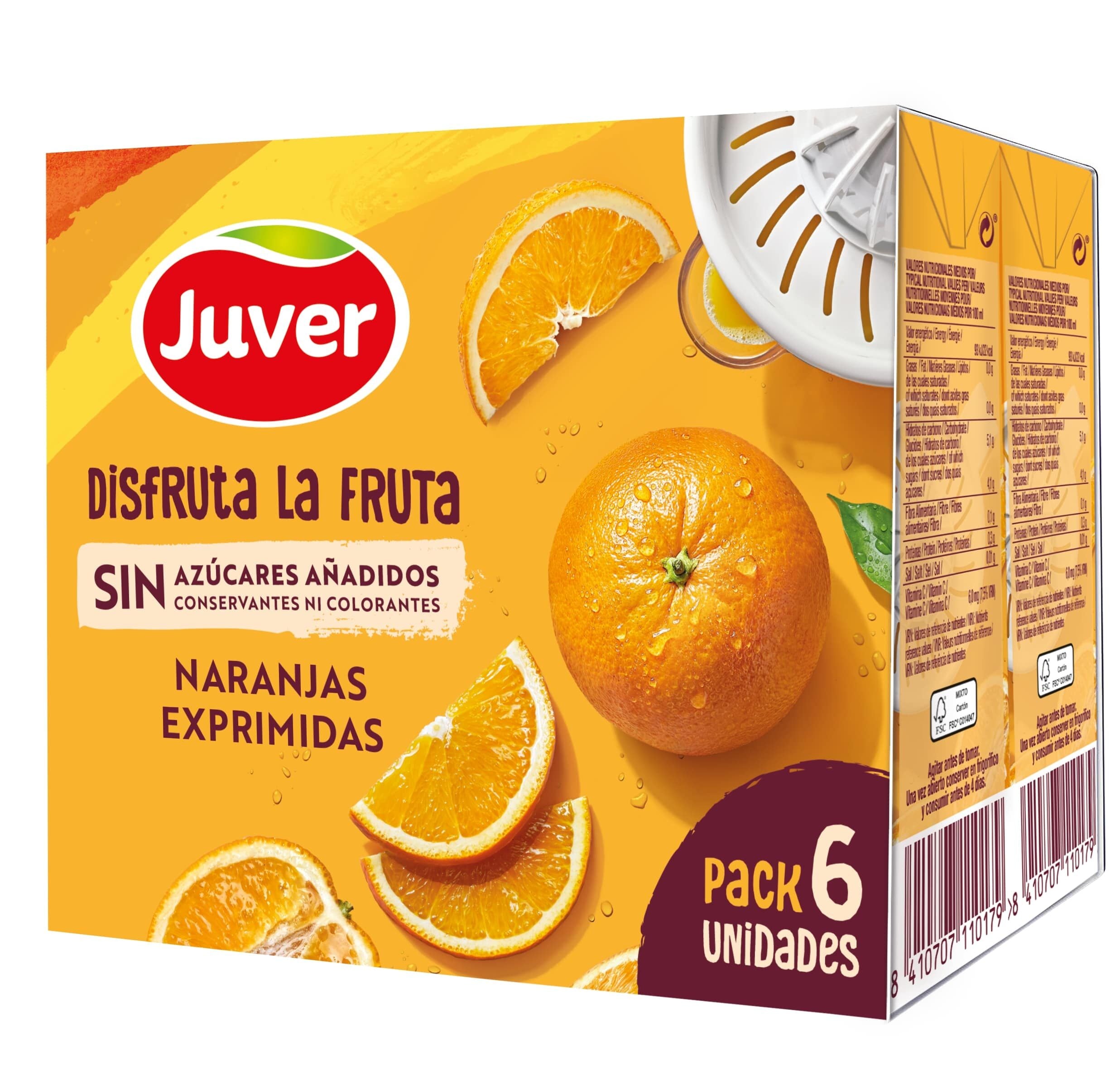 Bebida refrescante naranja s/azucar disfruta Juver P6 200ml/u