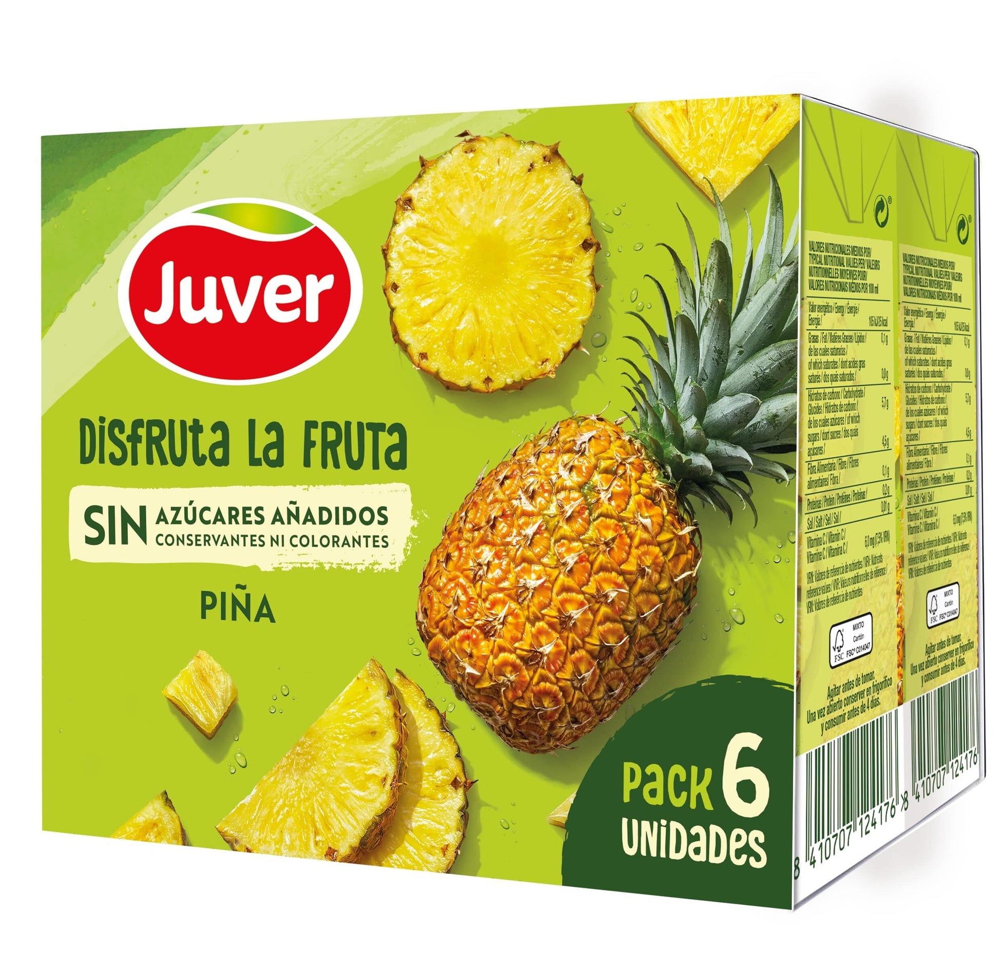 Bebida refrescante piña s/azucar Disfruta Juver p6 200ml/u