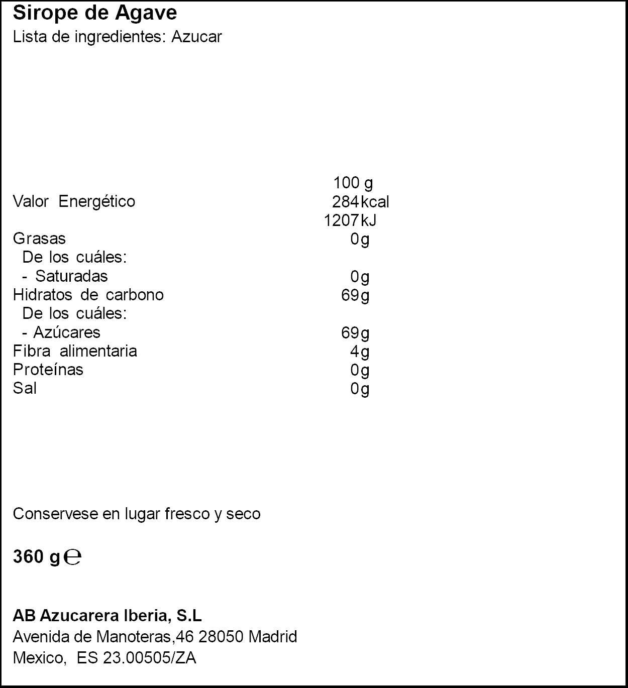 Ágave ecológico Azucarera 360g