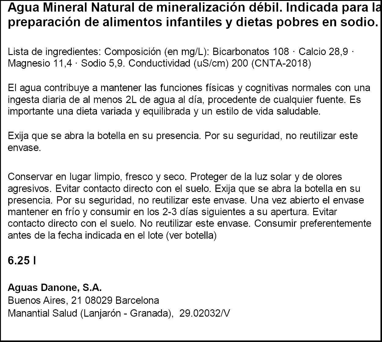 Agua garrafa Lanjarón 6.25l