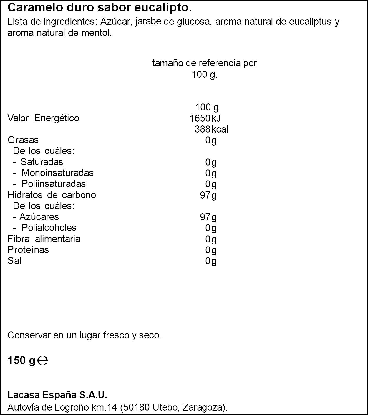 Caramelo eucalipto Mentolin 150g
