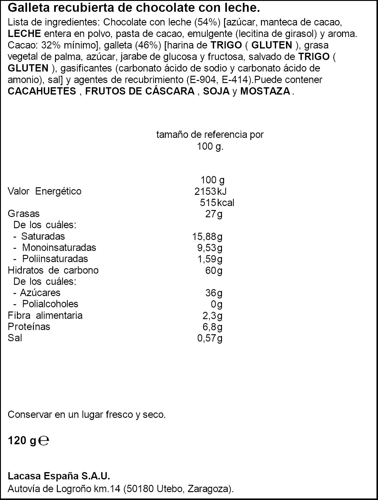 Conguitos galleta leche doyp Lacasa 120g