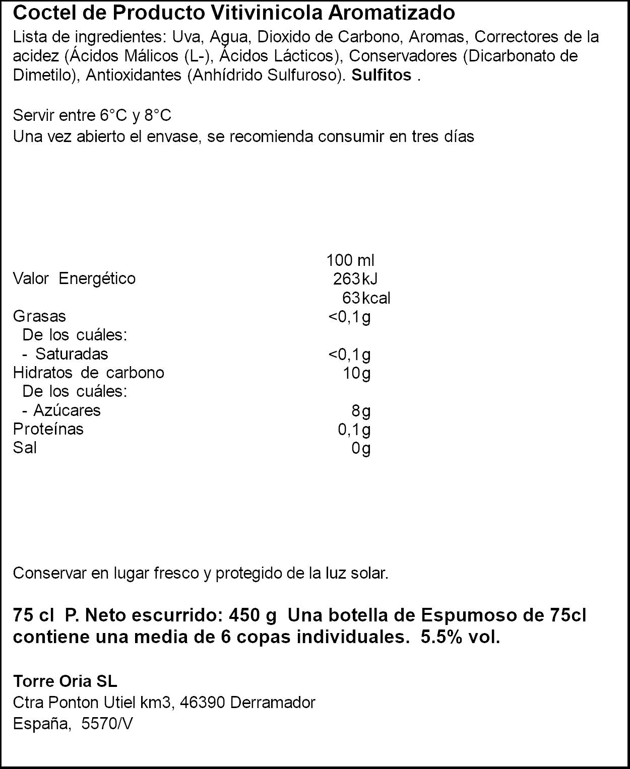 Vino blanco verdejo frizzante Aviva 75cl