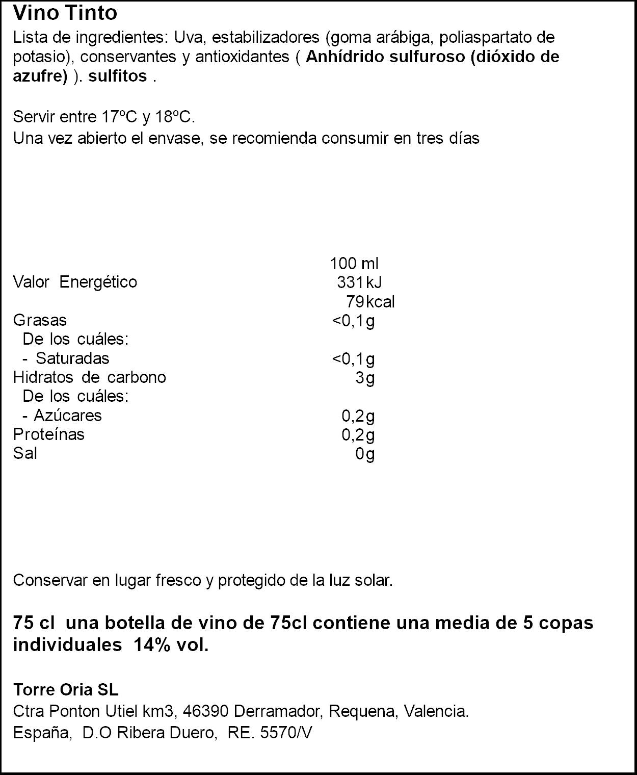 Vino tinto ribera del duero joven Tonteo 750ml