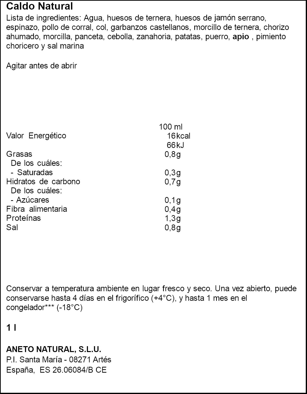 Caldo cocido madrileño Aneto 1l