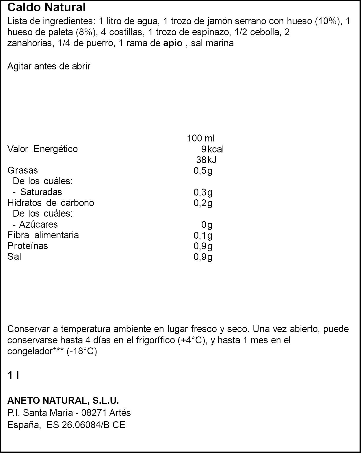 Caldo jamón  Aneto 1l