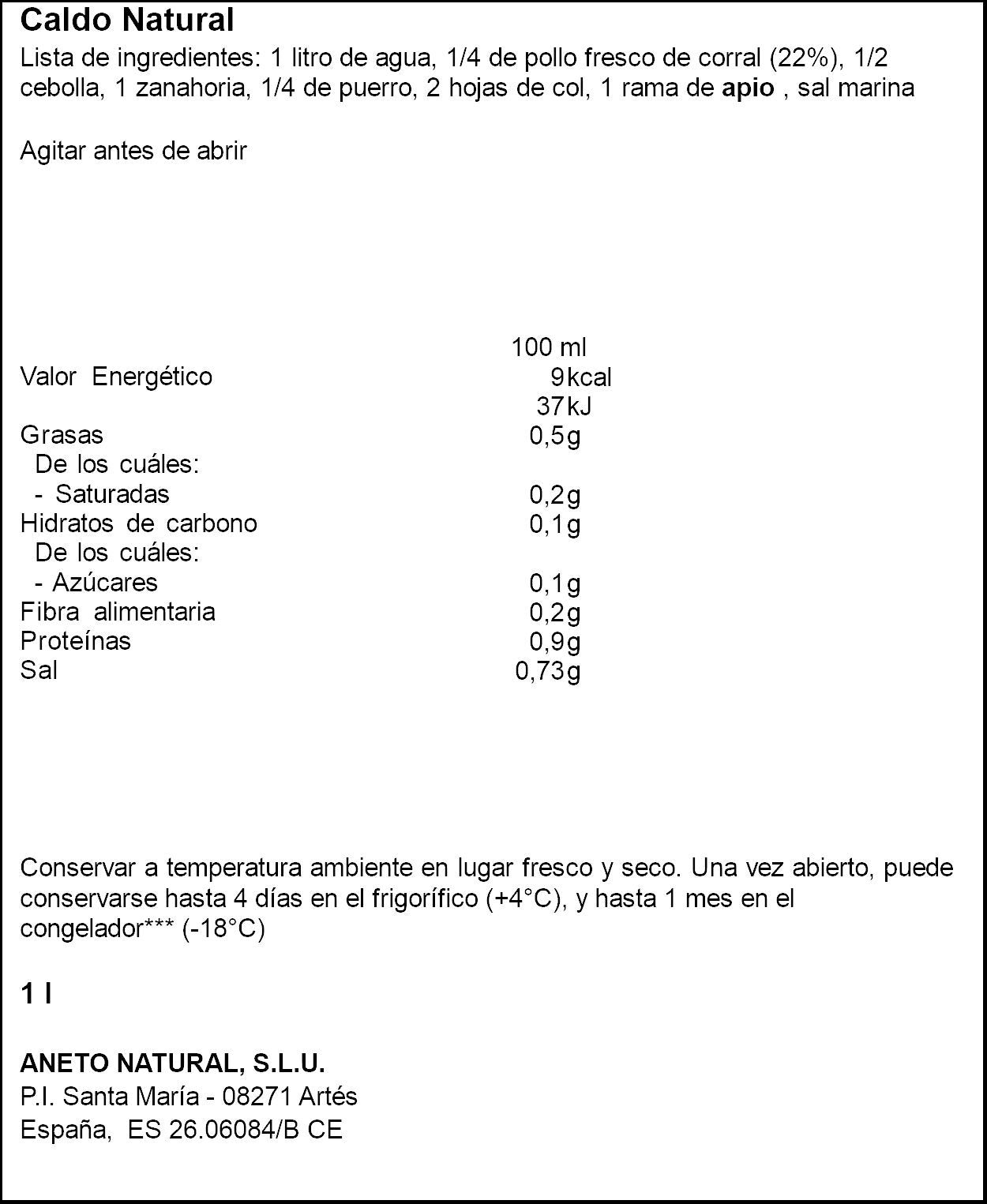 Caldo pollo  Aneto 1l