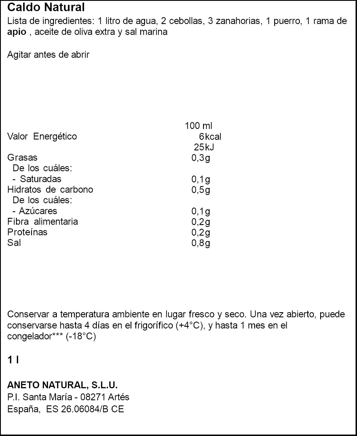 Caldo verduras  Aneto 1l
