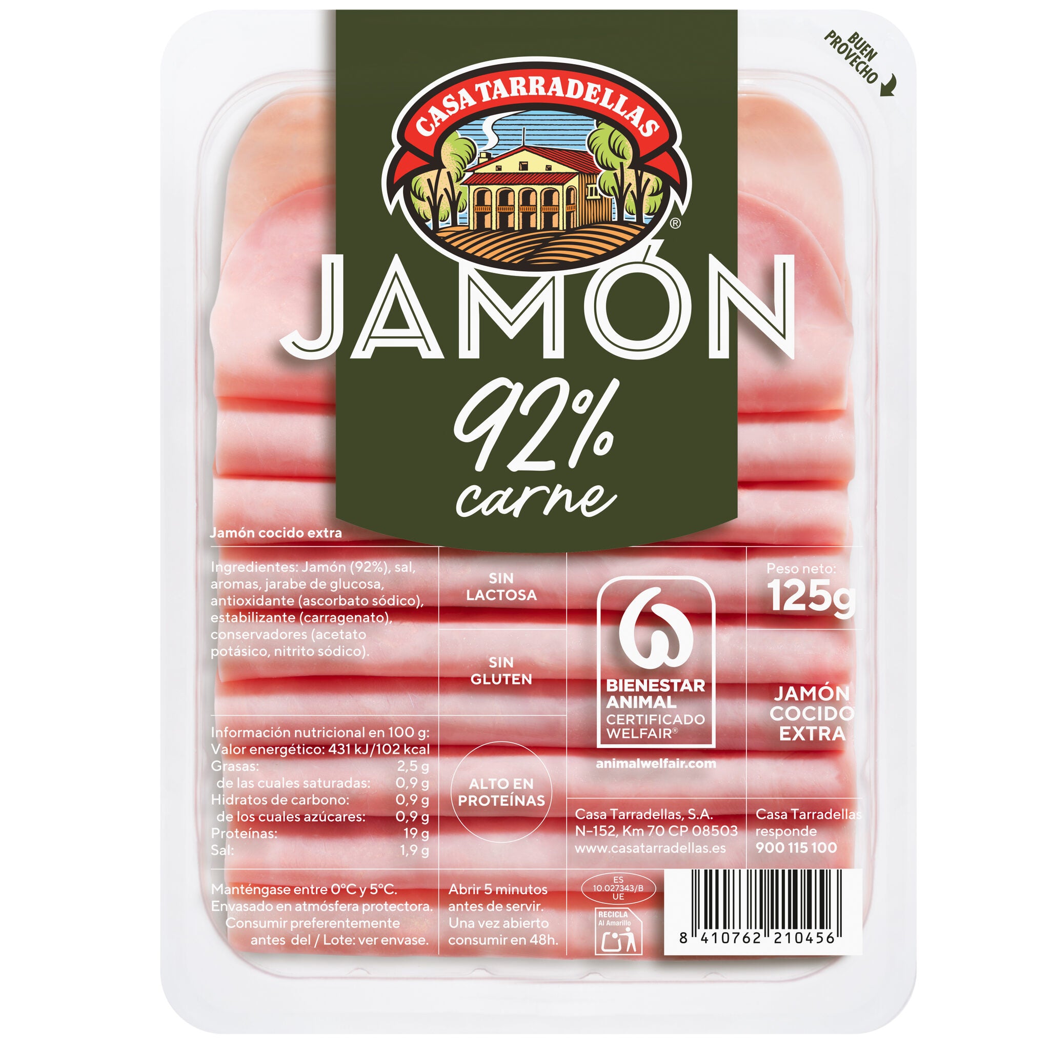 Jamón cocido finas lonchas Casa tarradellas 125g