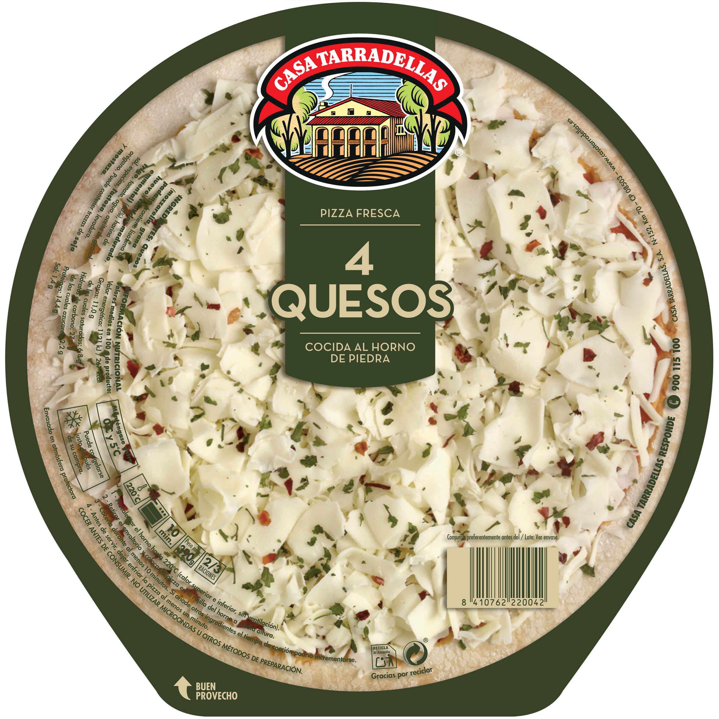 Pizza fresca 4 quesos Casa Tarradellas 390g