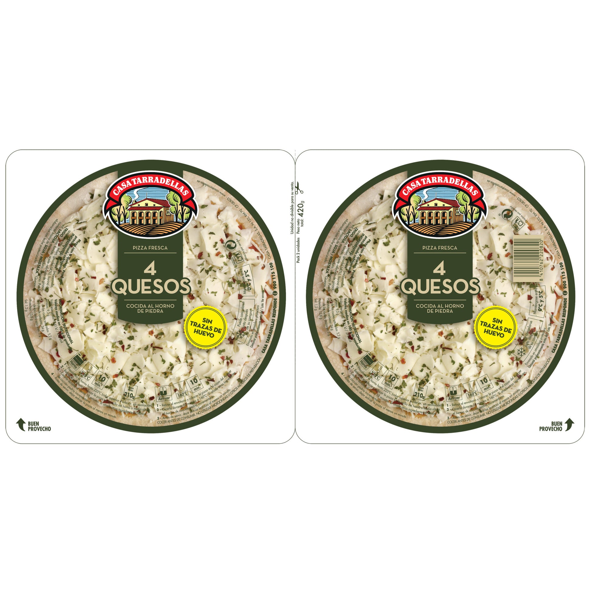 Pizza 4 quesos Tarradellas p2 210g/u