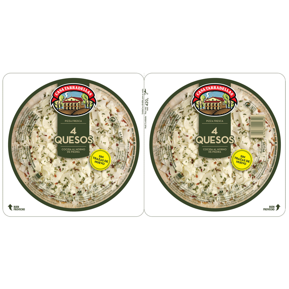 Pizza 4 quesos Tarradellas p2 210g/u