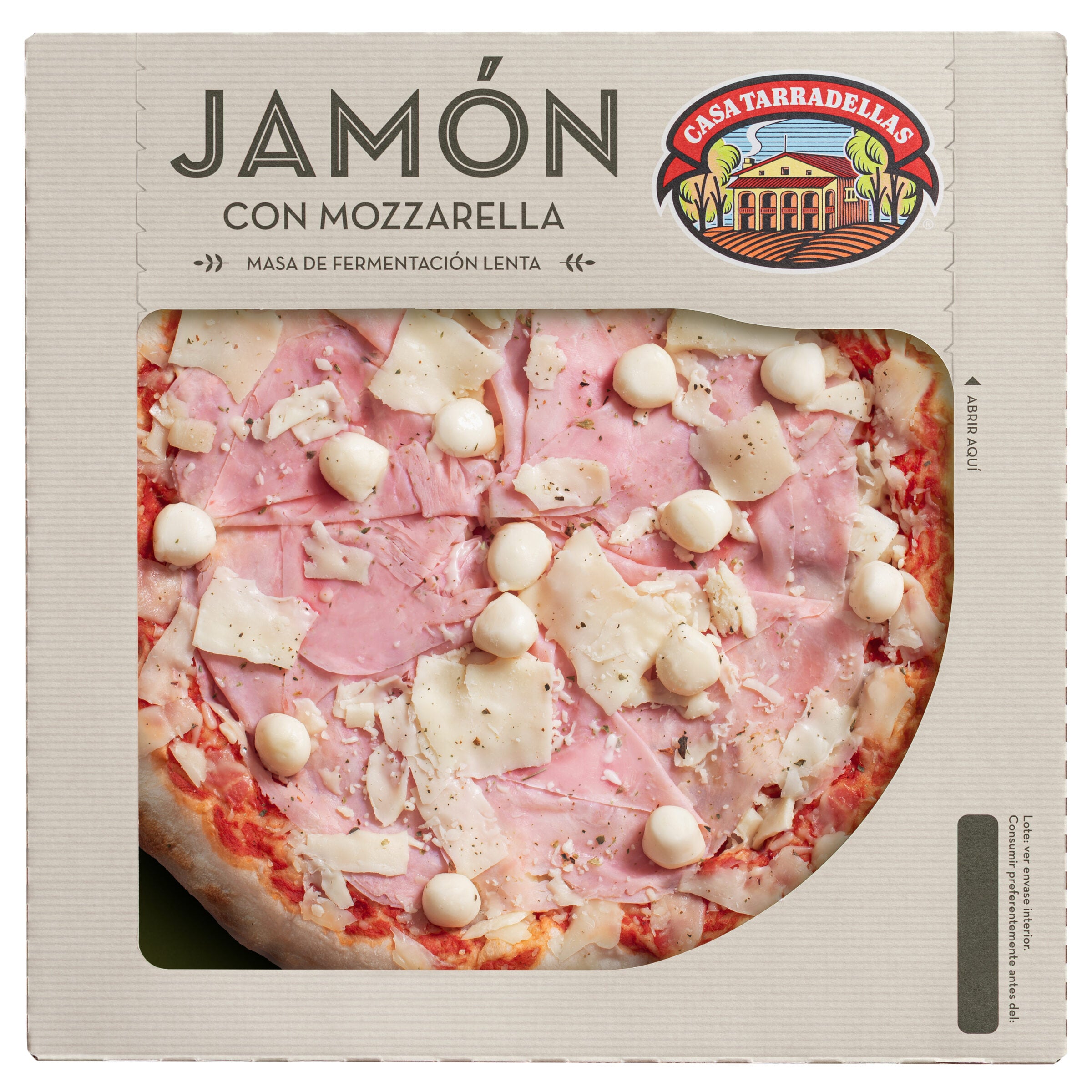 Pizza fresca jamon con mozzarella Tarradellas 400g