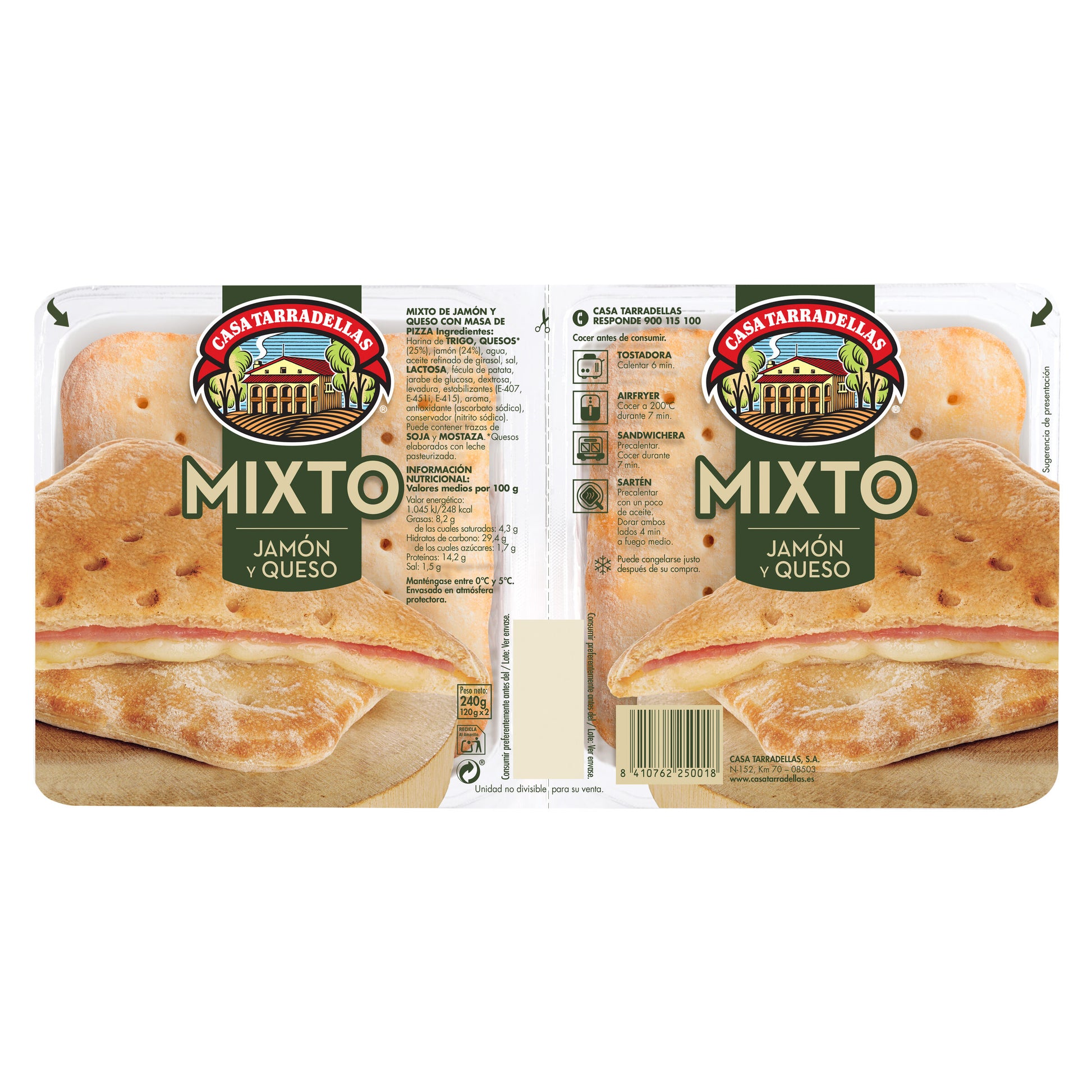 Sándwich mixto jamón/queso Casa Tarradellas p2 240g