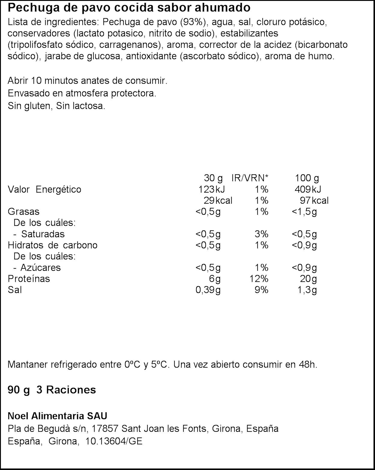 Pechuga pavo petalos Noel 90g