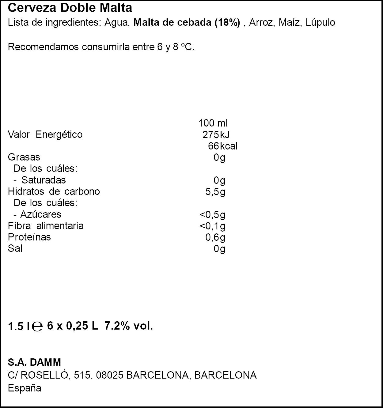 Cerveza cristal Voll damm p6 25cl/u