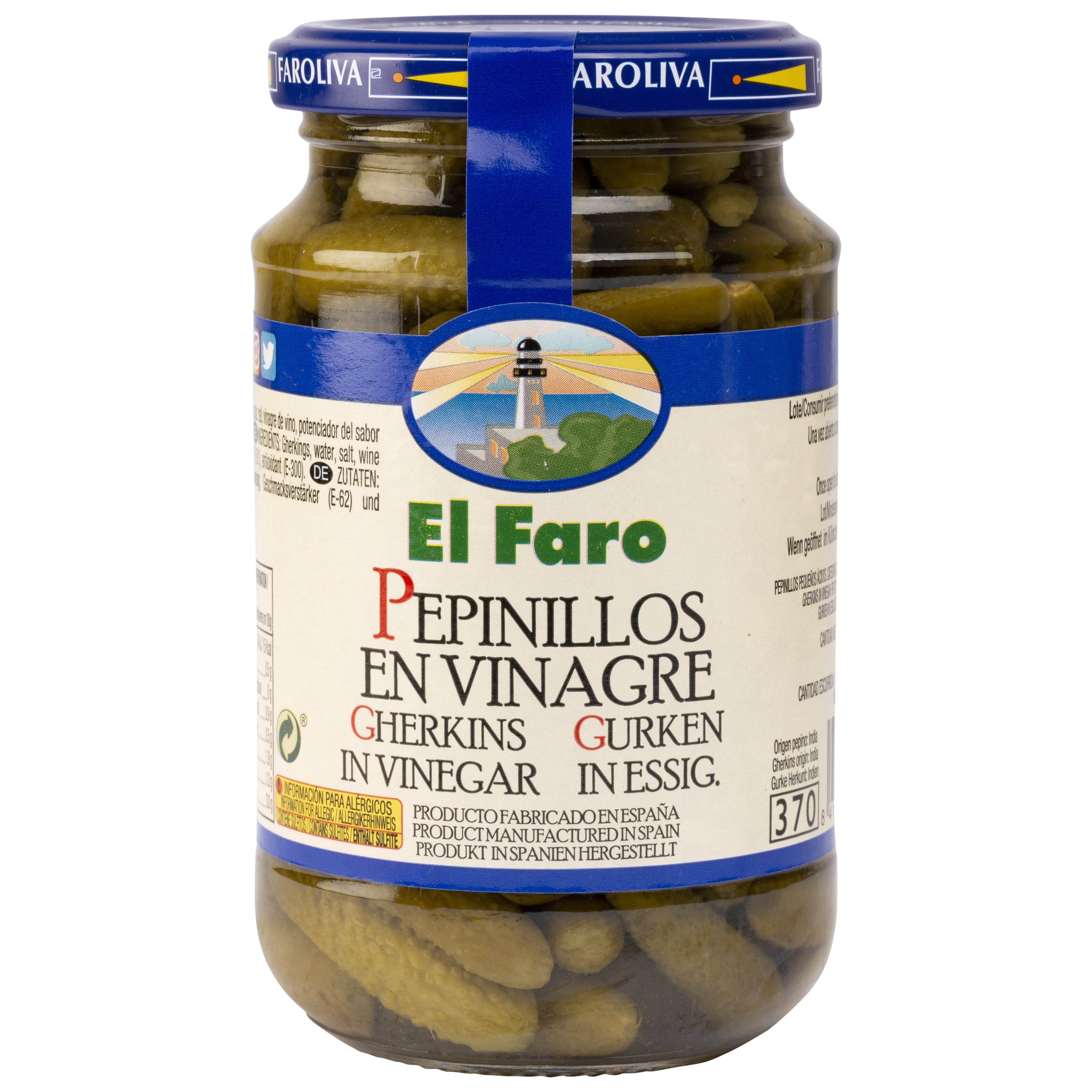 Pepinillo en vinagre cristal el Faro 200g escurr