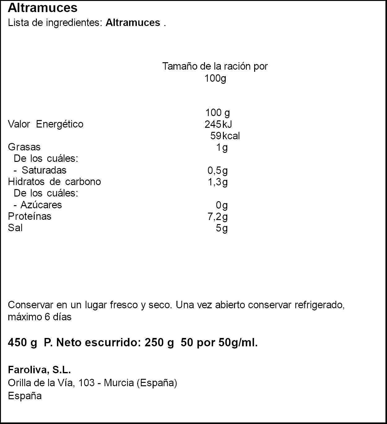 Altramuces gourmet el Faro 250g escurr