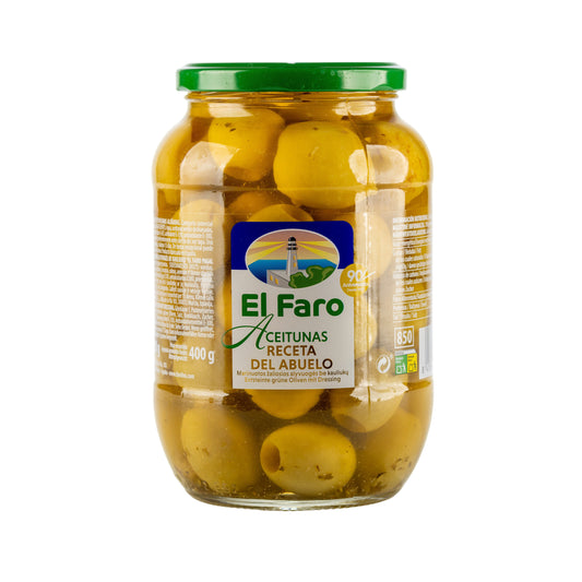 Aceitunas gordal receta abuelo cristal El Faro 400g escurr La Despensa