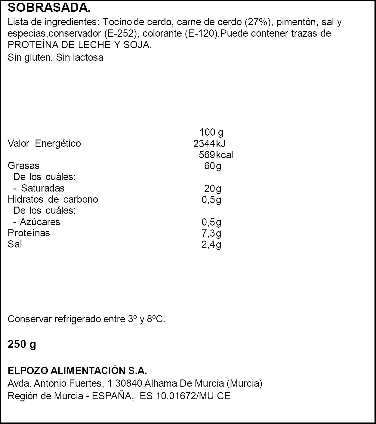 Sobrasada tarrina El pozo 250g