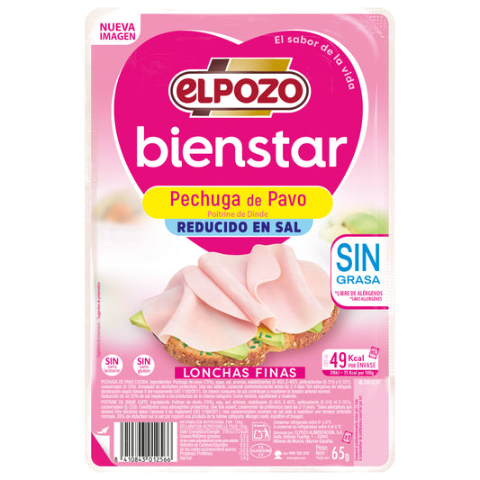 Pechuga pavo s/grasa r/sal fina lonch El pozo 75g La Despensa