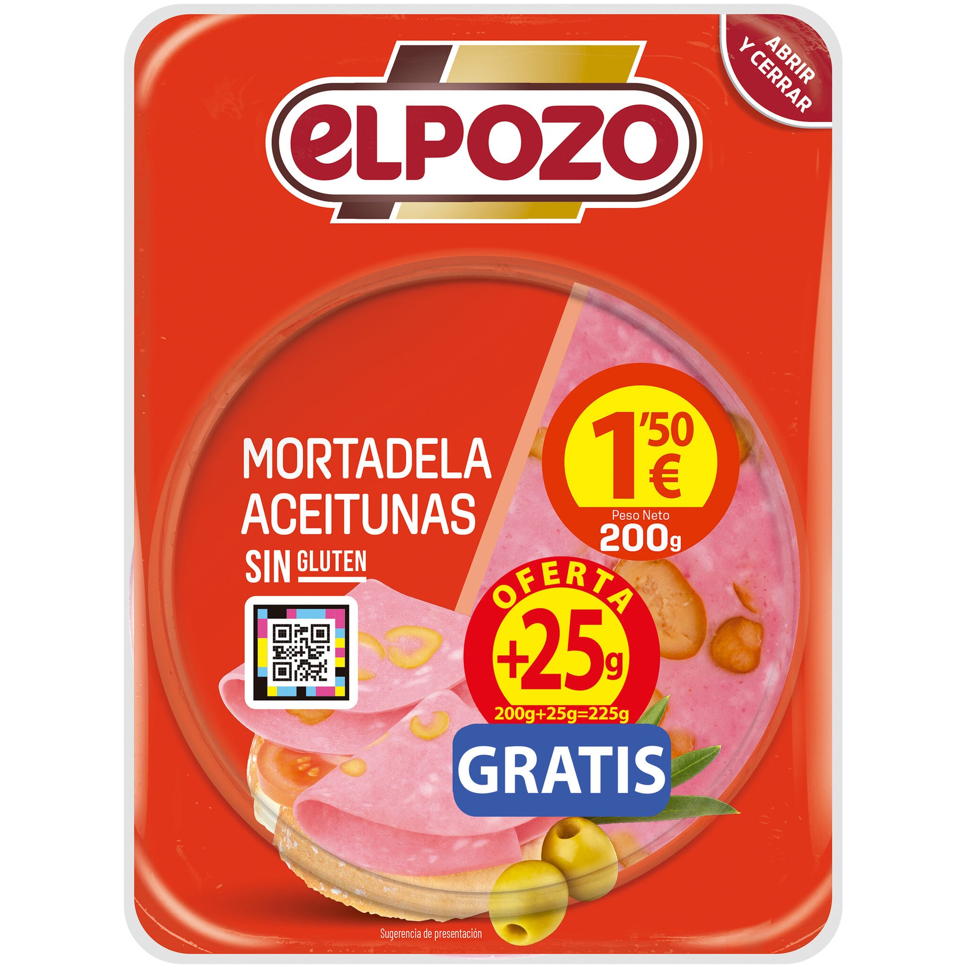 Mortaleda c/aceitunas lonchas El pozo 225g