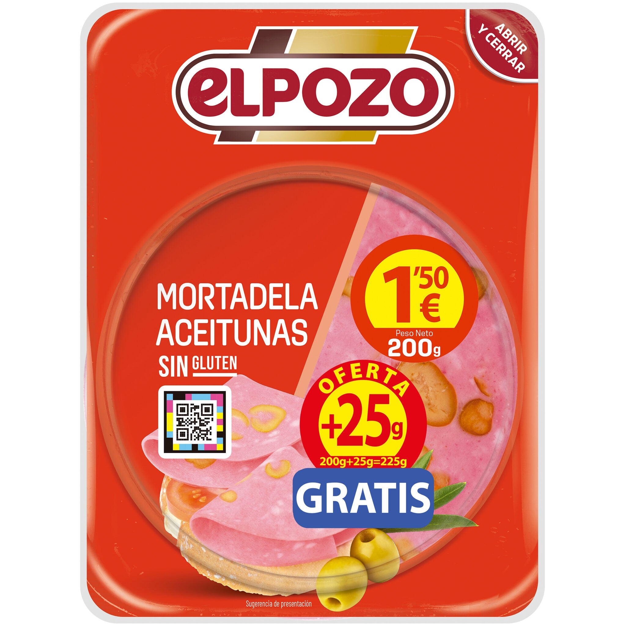 Mortaleda c/aceitunas lonchas El pozo 225g
