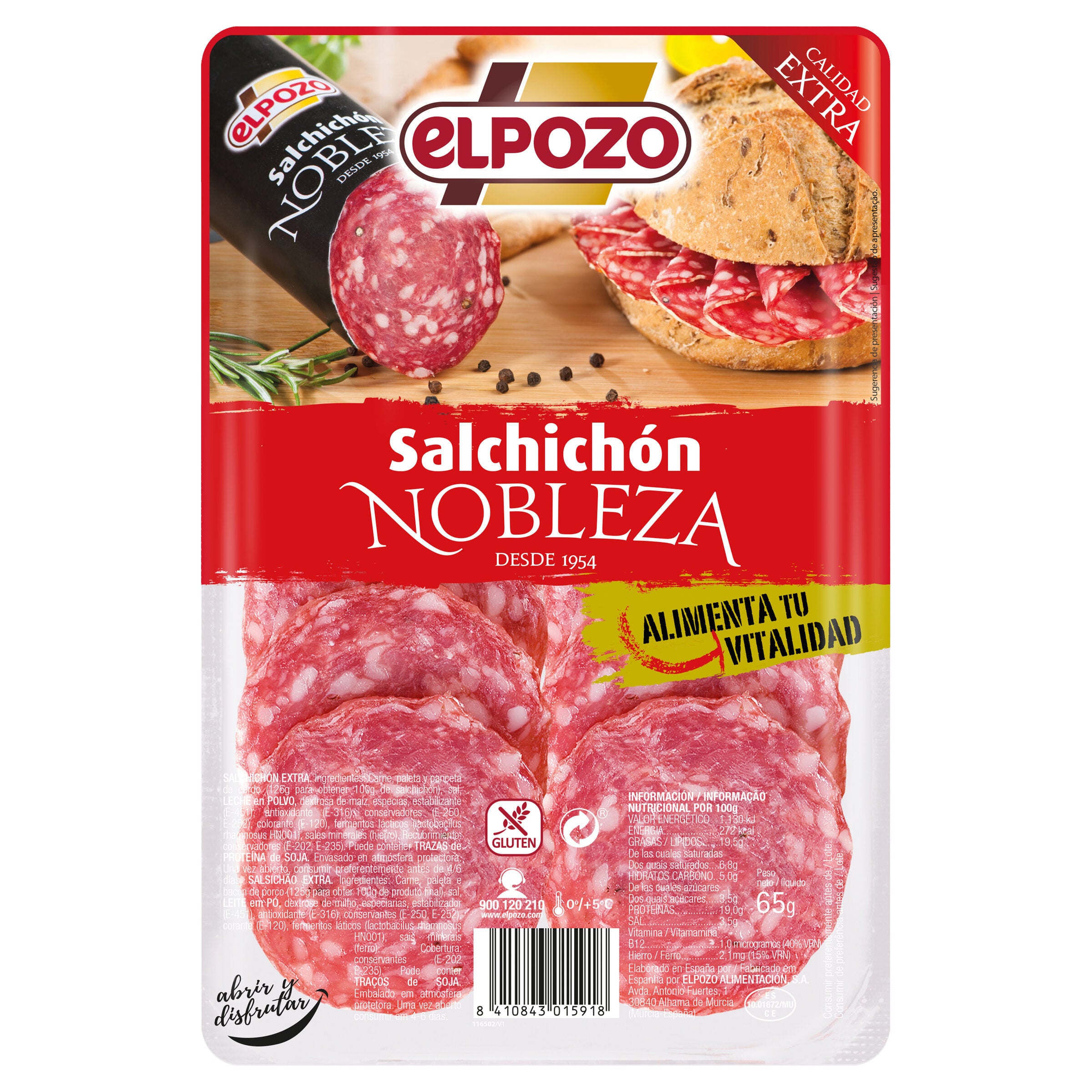 Salchichón nobleza lonchas El pozo 65g