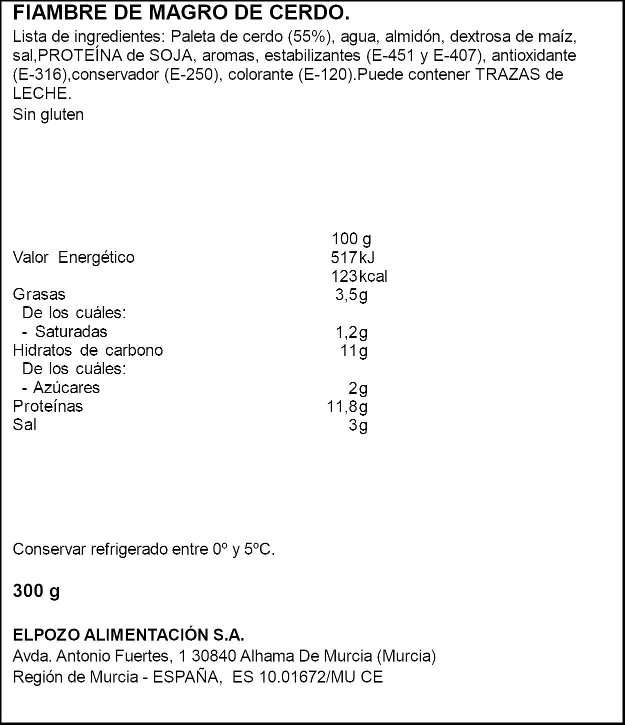 Jamón york maxi lonchas El pozo 300g