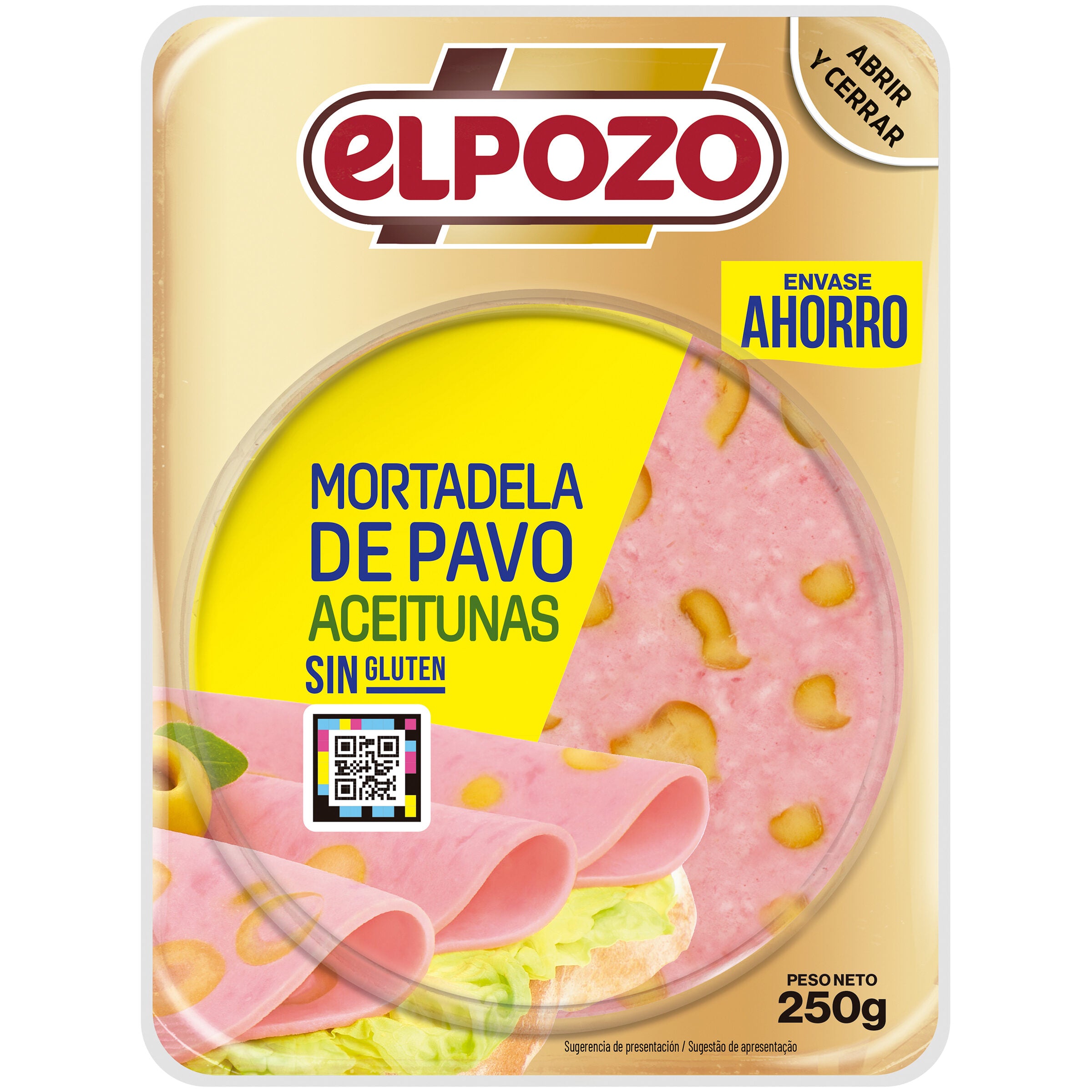 Mortadela pavo c/aceituna lonchas El pozo 250g