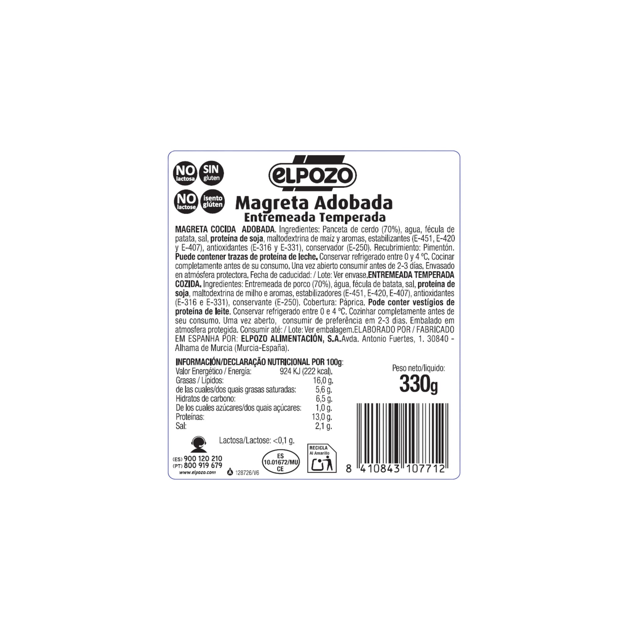 Magreta de cerdo adobada 330g El pozo