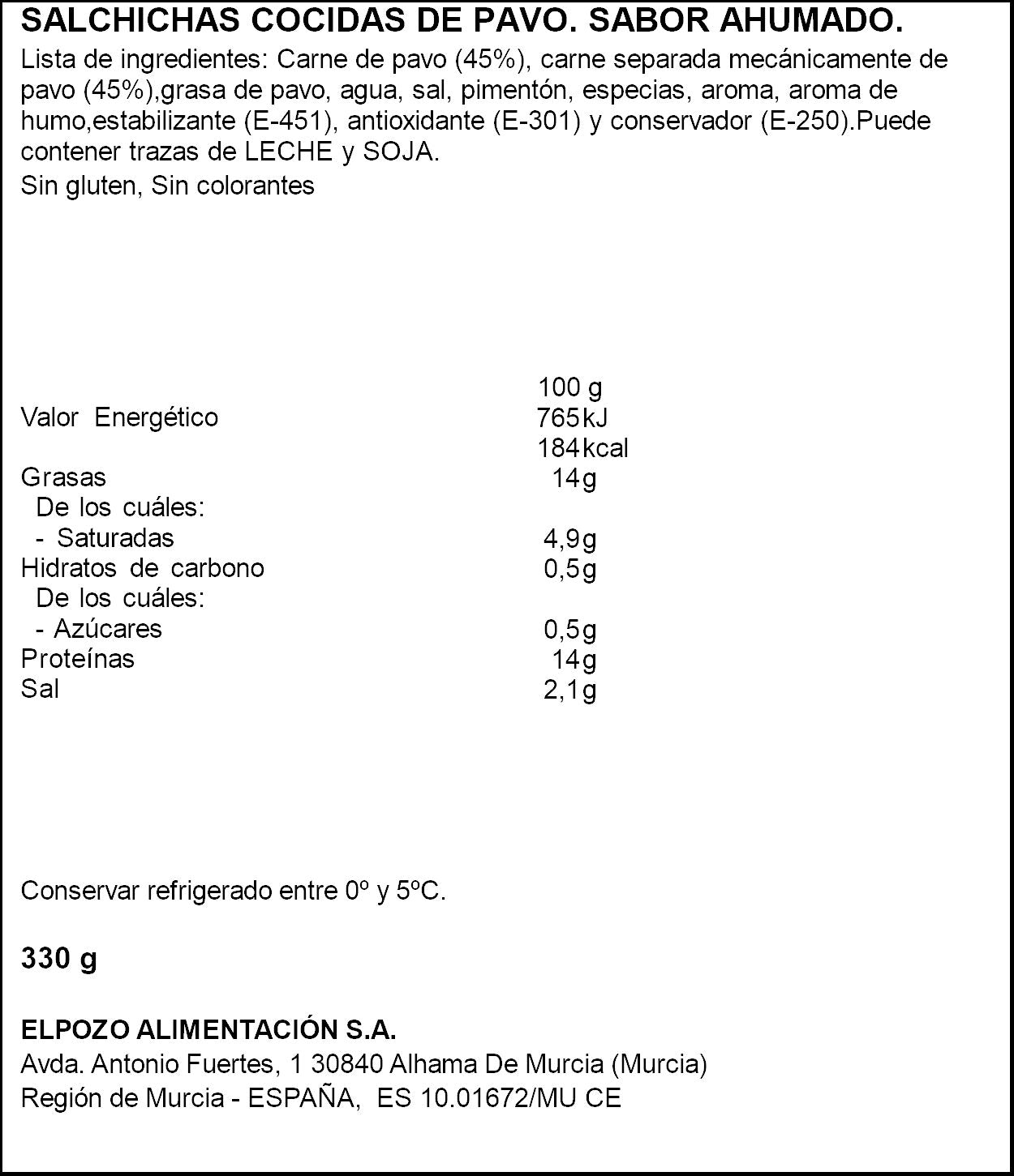 Salchicha pechuga pavo king El pozo 330g