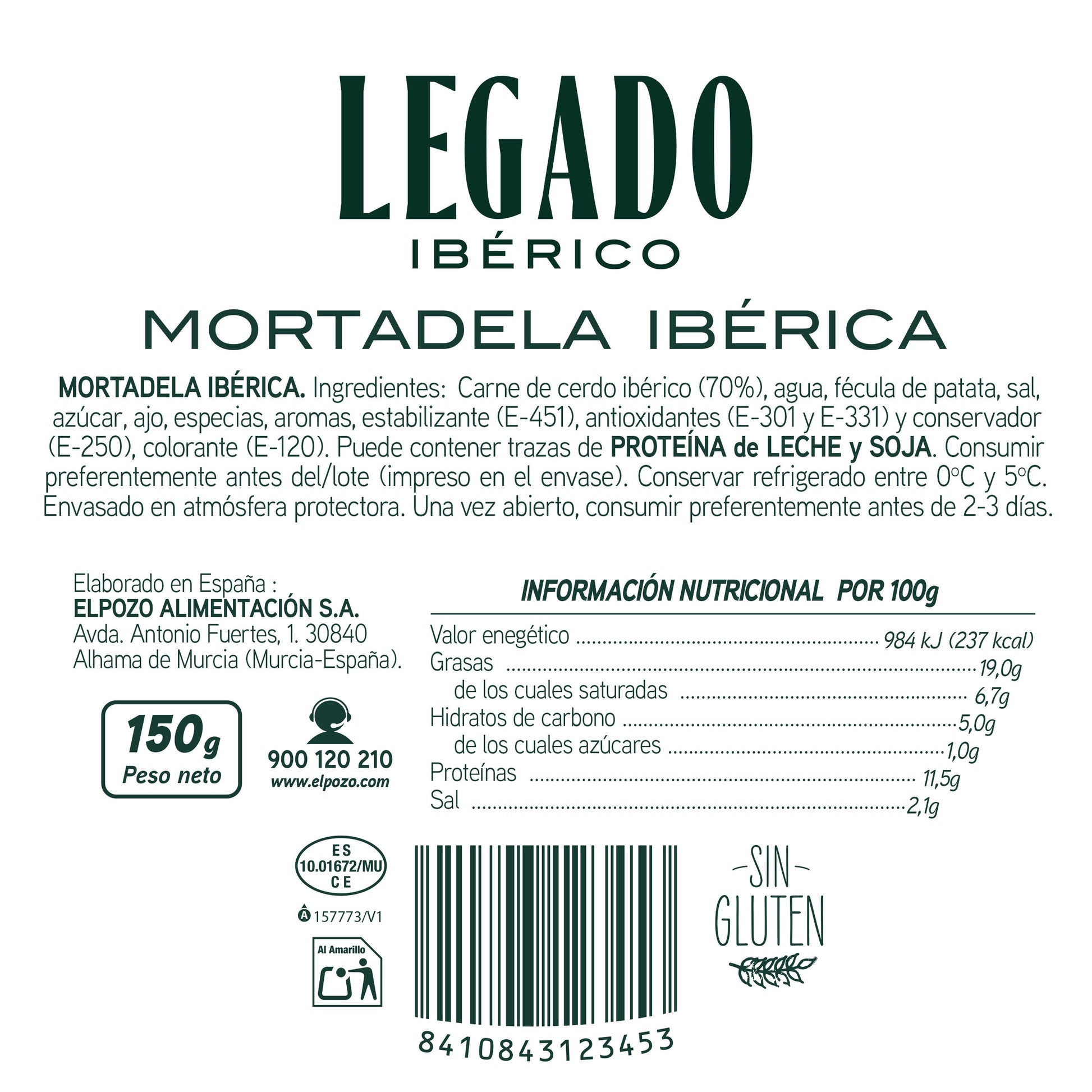 Mortadela iberica corte fresco Legado 150g