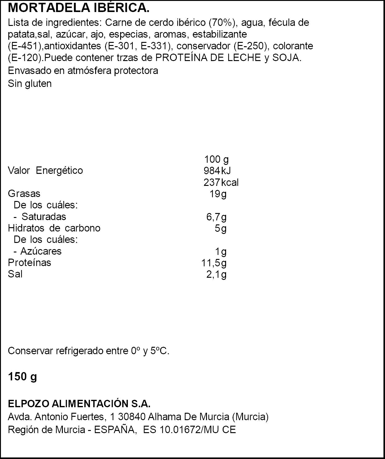 Mortadela iberica corte fresco Legado 150g