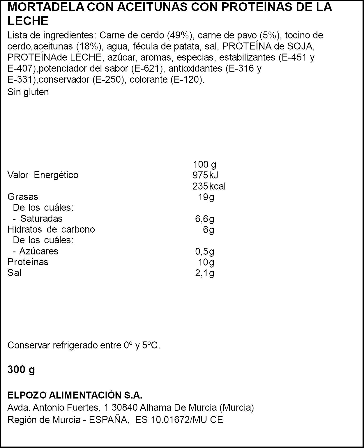 Mortadela c/aceituna mini El pozo 300g