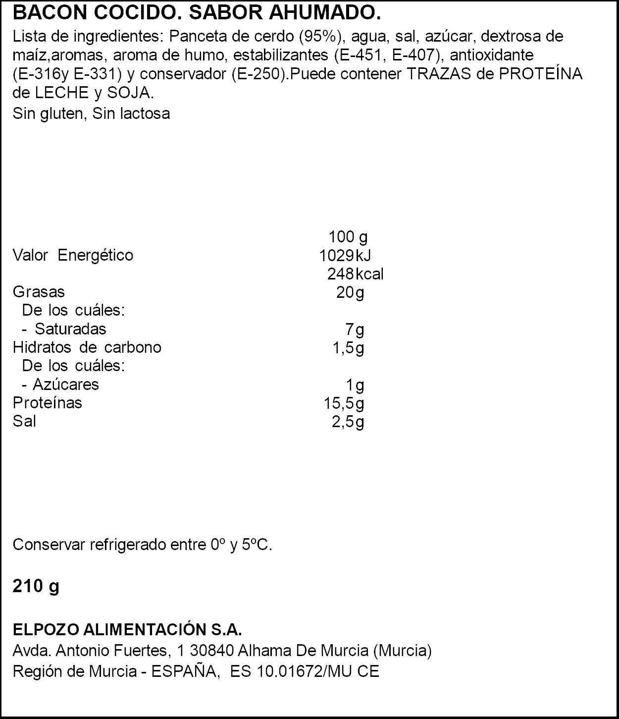Bacon loncheado family El pozo 210g