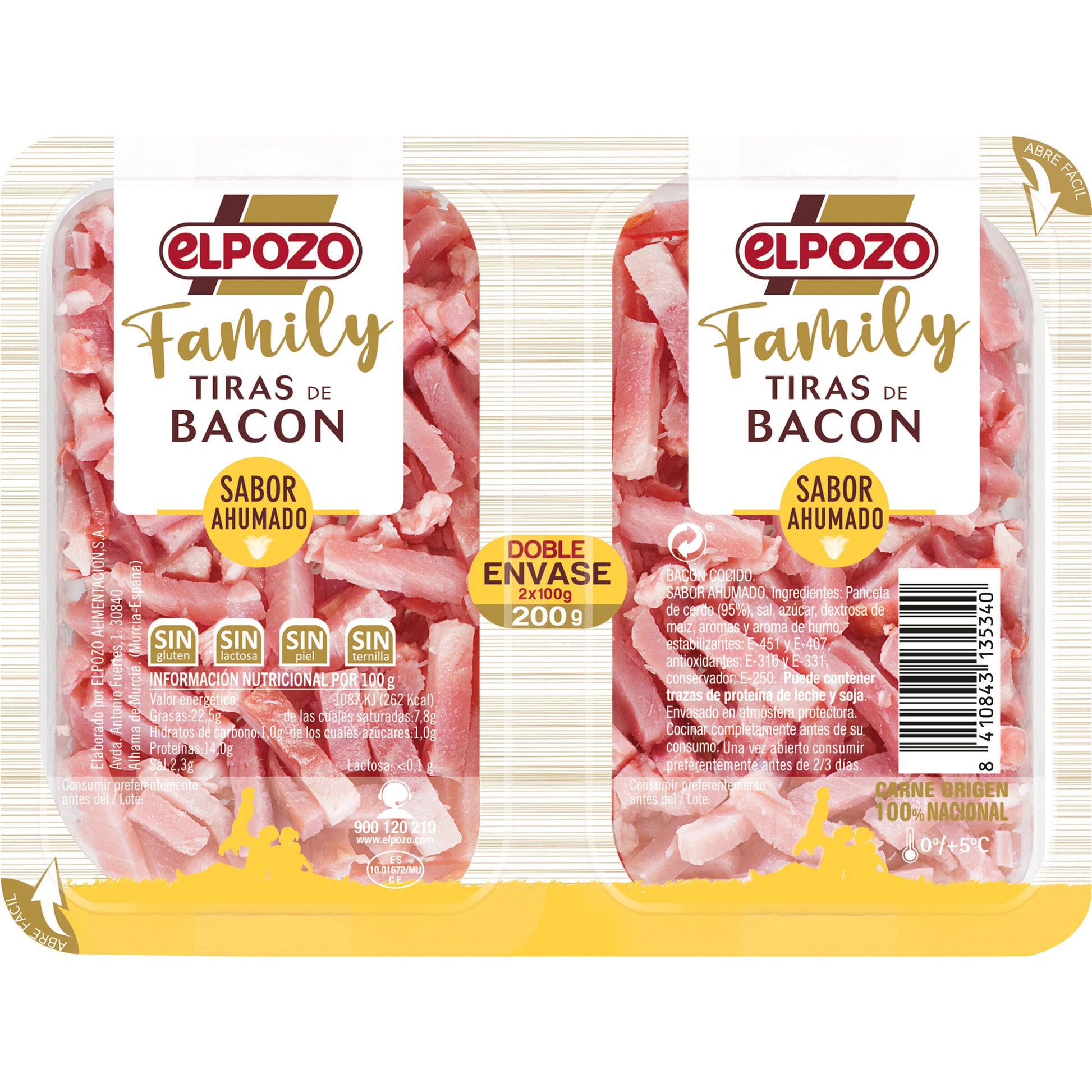 Bacon tiras family El pozo p2 100g/u
