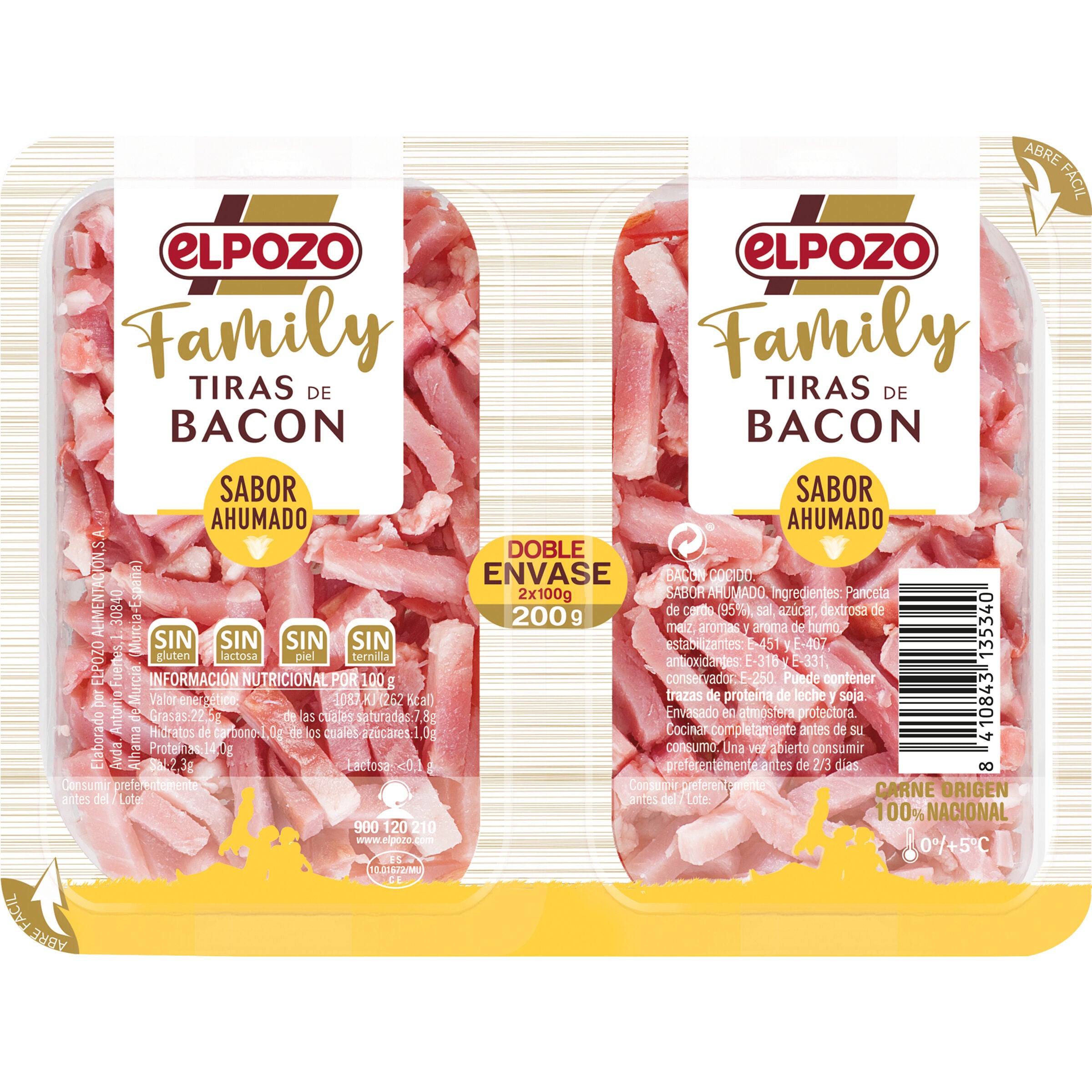 Bacon tiras family El pozo p2 100g/u