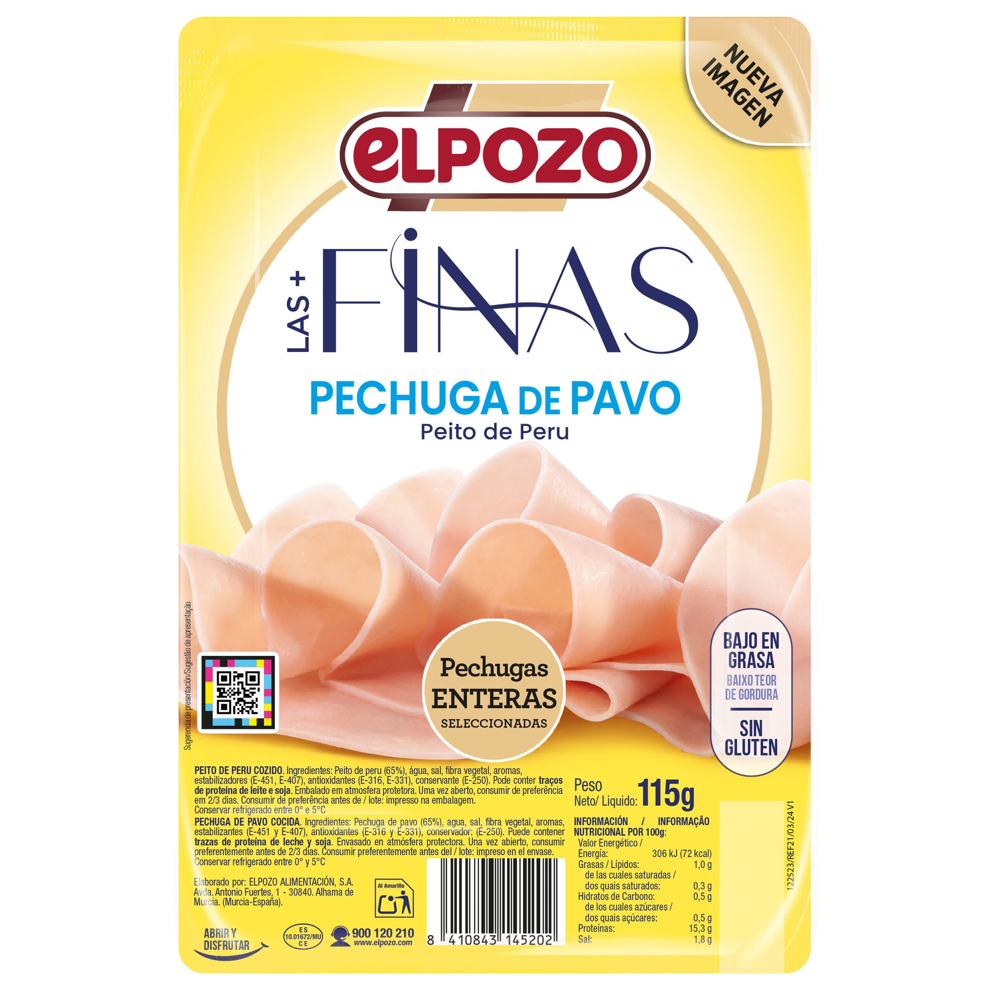 Pechuga pavo finas lonchas b/grasa El pozo 1.50€ 115g
