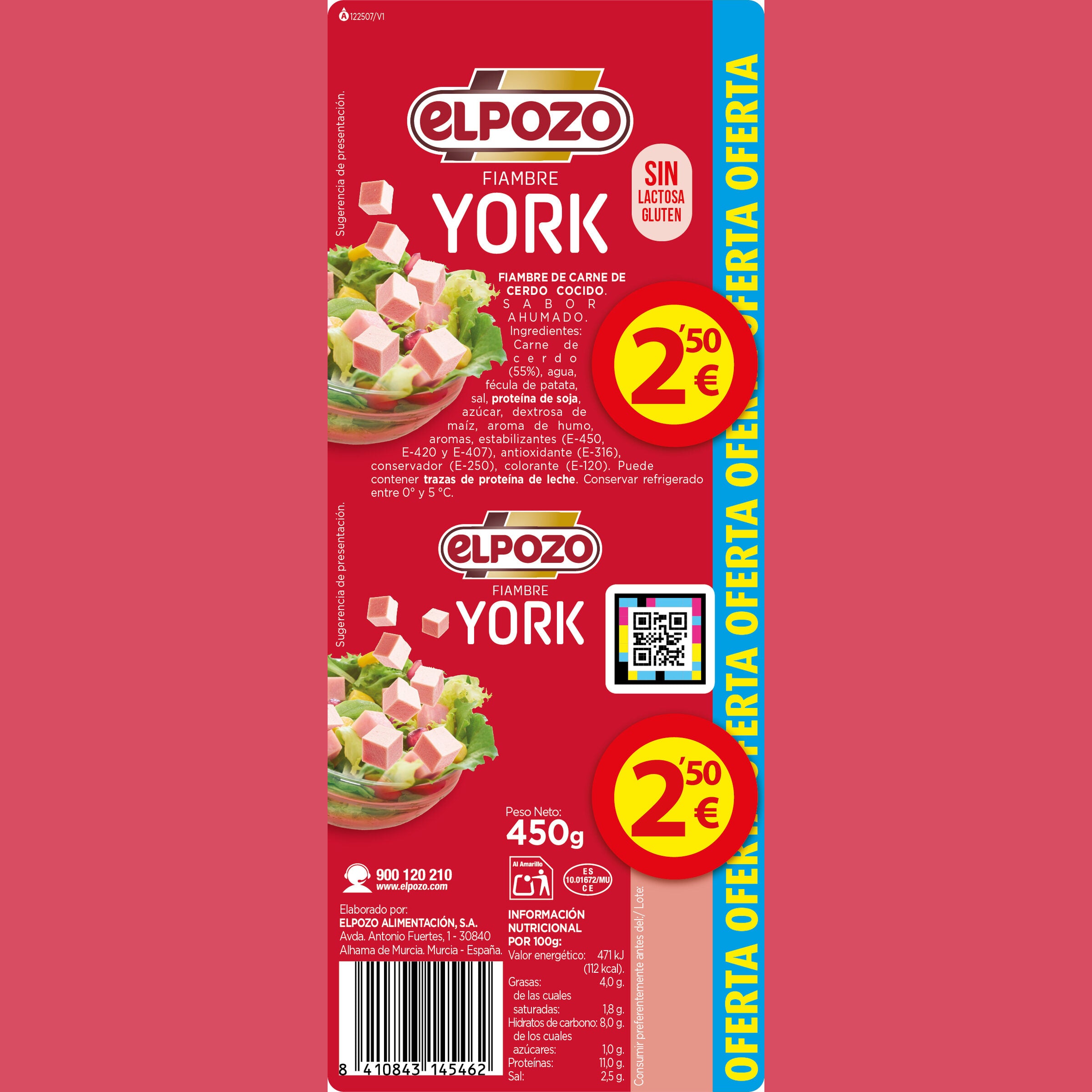 Fiambre york maxi El pozo 450g