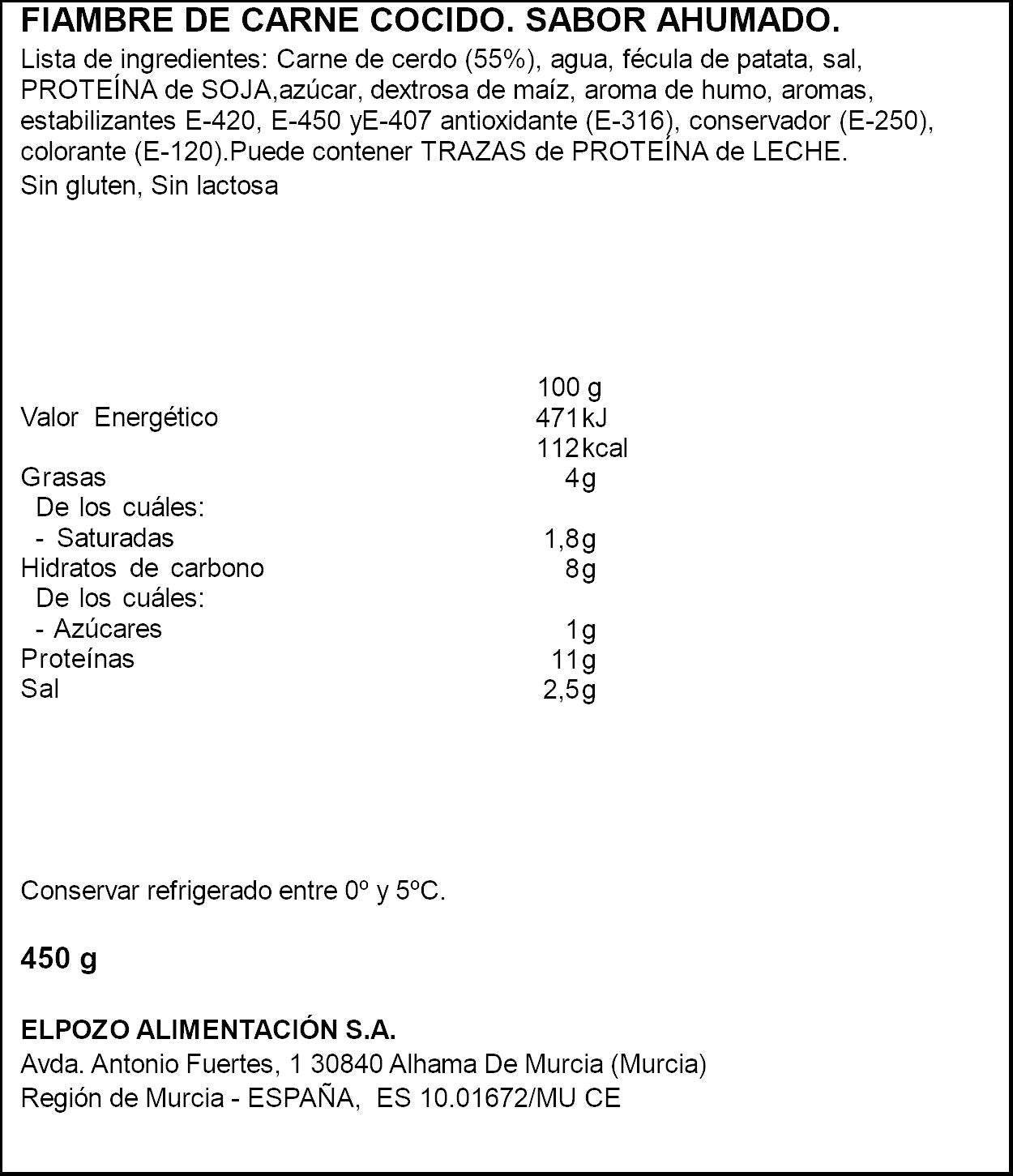 Fiambre york maxi El pozo 450g