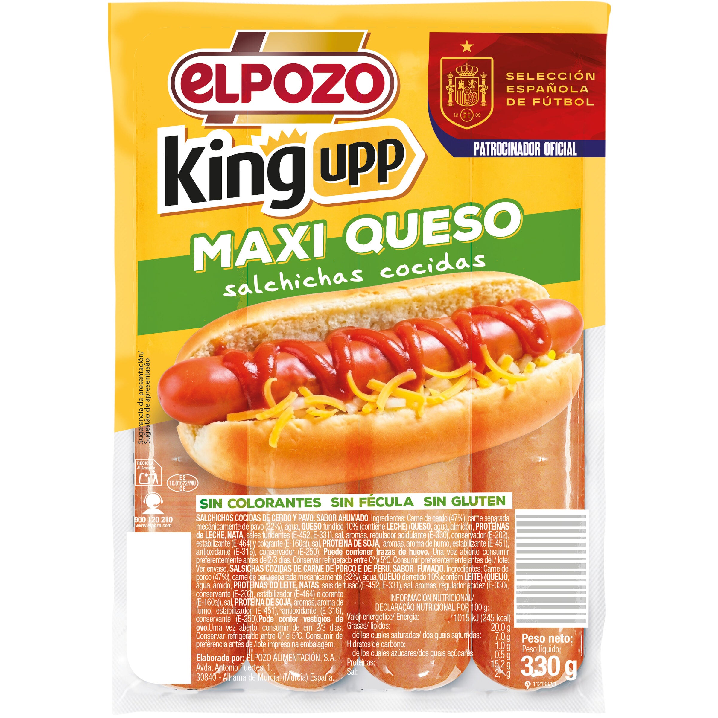 Salchicha queso mozarela s/féc s/col king El pozo 330g
