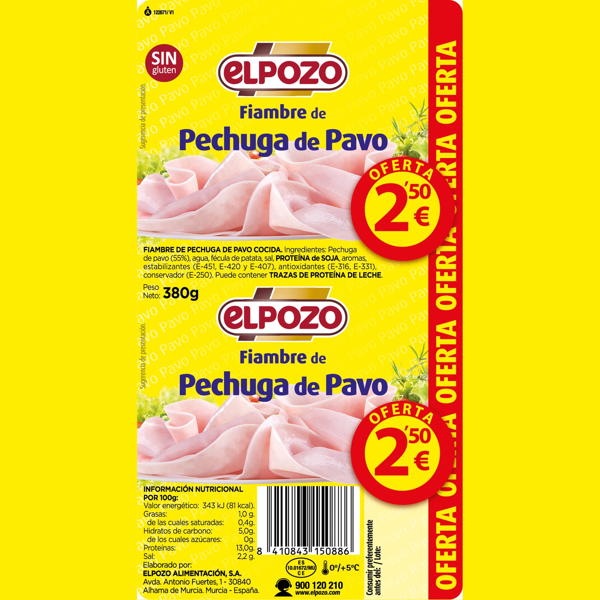 Pechuga pavo mini El pozo 380g