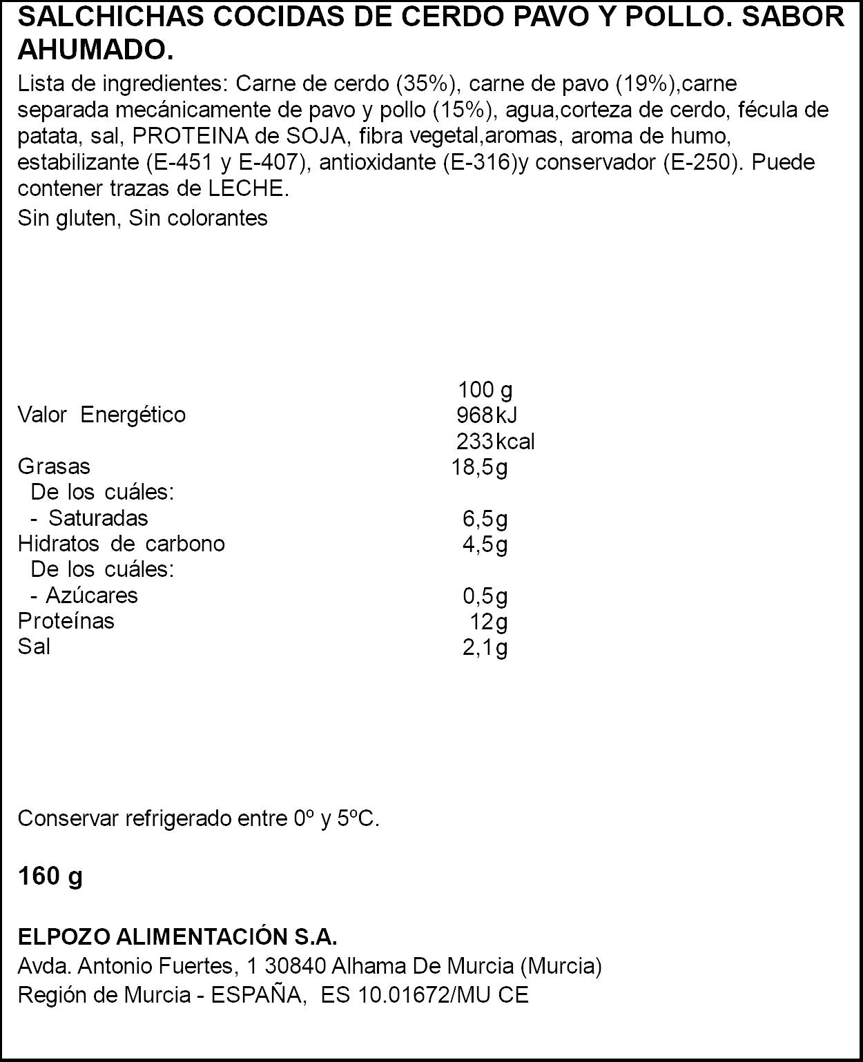 Salchicha frankfurt king El pozo 160g