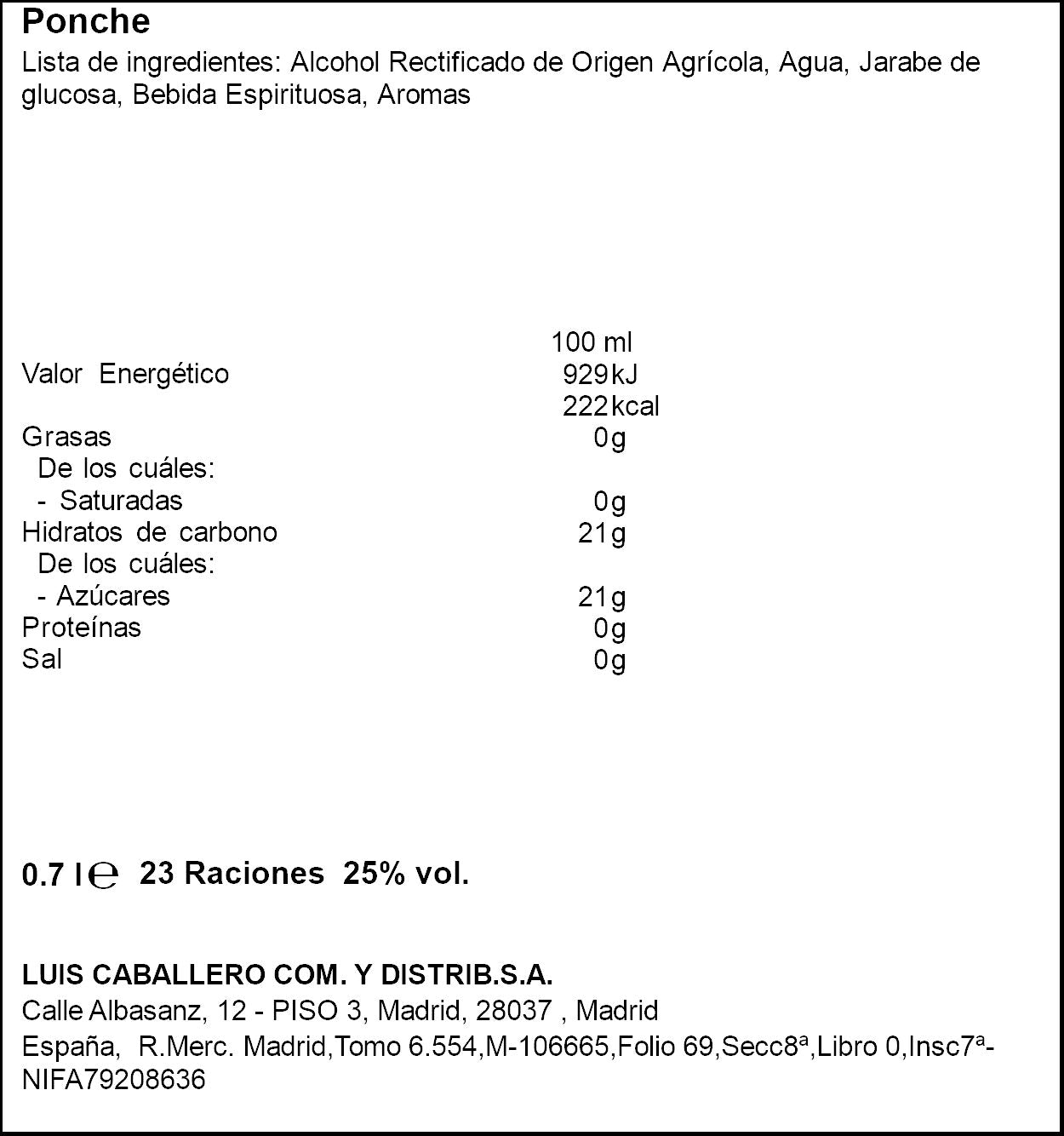 Ponche  Caballero 700ml