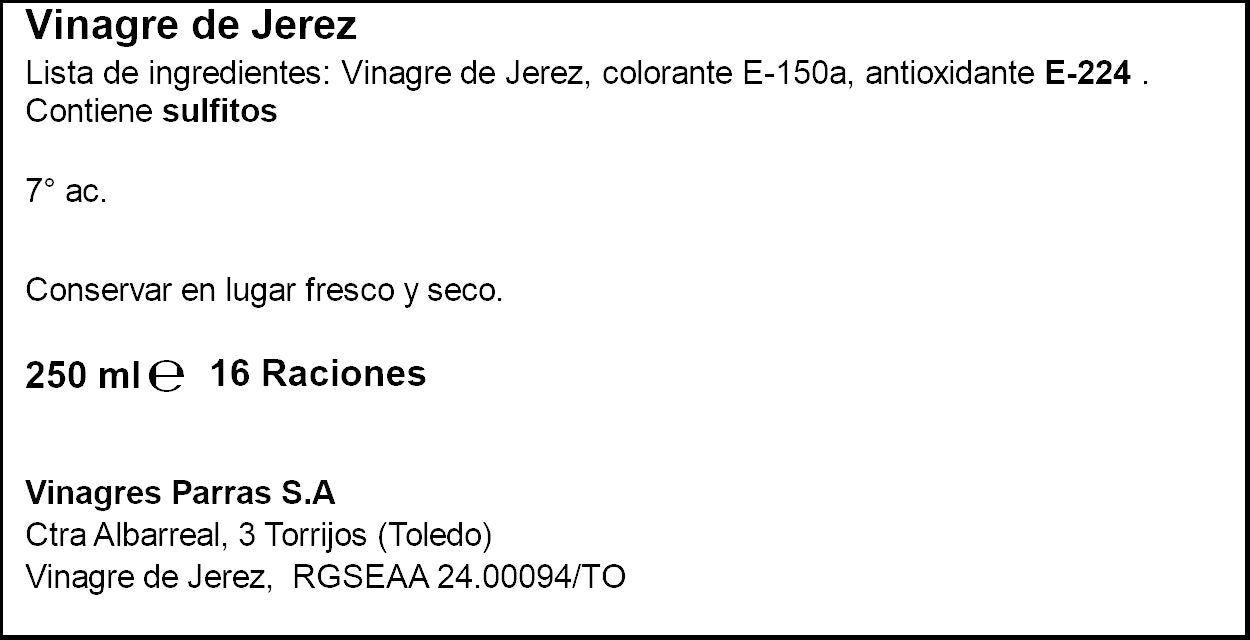 Vinagre jerez cristal Parras 250ml